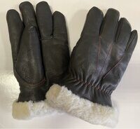 Перчатки кожаные утепленные натуральный мех (Премиум)